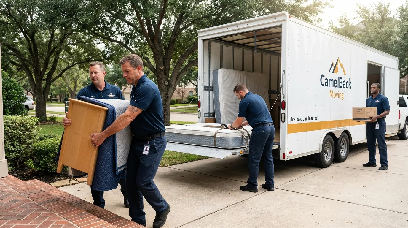 Crew loading residential truck for cross-state move from Hillsville, VA