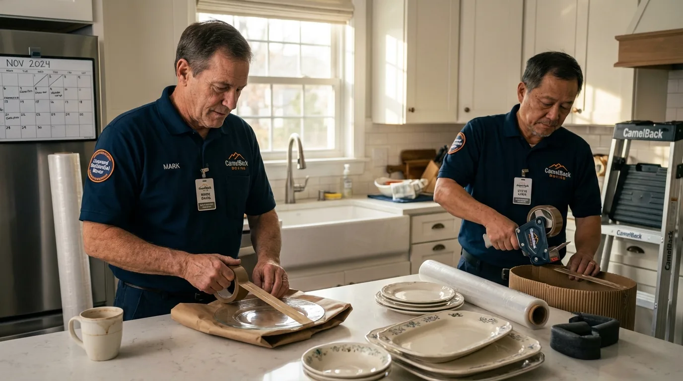 Professional crew packing kitchen dishware in Hillsville, VA